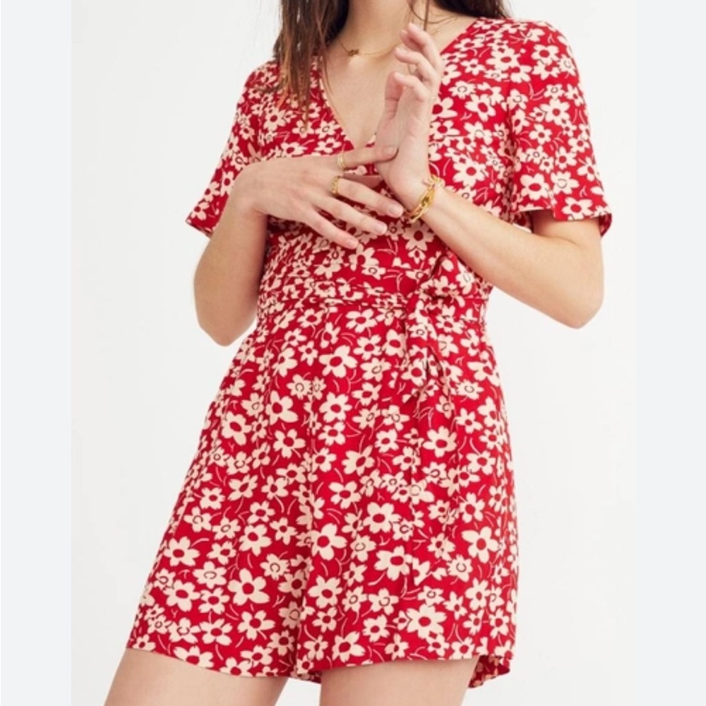 Madewell Daisy Print Wrap Front Romper